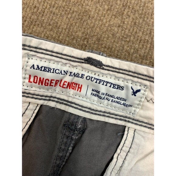 American Eagle Shorts Mens 30 Flat Front Lived In Chino Longer Length Cotton - Picture 7 of 9
